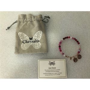 New Chrysalis TRANQUILTY  Inner Beauty Rose Agate Expandable Bangle  CRBH0108RG